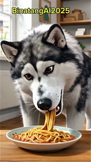 boy the cute dog eats spaghetti#shorts #dogs #dogshorts