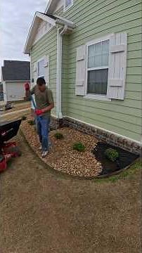 River Rock Install! #Lawn #landscape