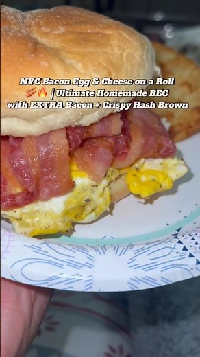 NYC Bacon Egg & Cheese on a Roll 🥓🔥 | Ultimate Homemade BEC with EXTRA Bacon + Crispy Hash Brown