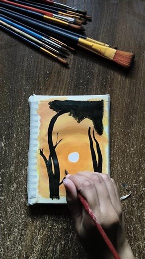painting Tree in the sunlight🔥🔥 #shorts #shortsfeed #art #painting #acrylicpainting