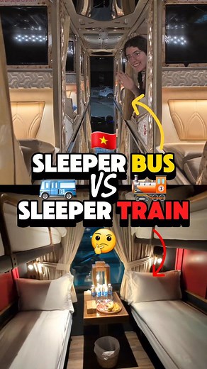 43K views · 608 reactions | Debating between a bus or train?  We made simple guides on our website for BOTH our favorite  Sleeper Buses and  Sleeper Train companies PLUS tips on which one is better for you! Tap the  Find Video Info button on our  link in bio OR check our website articles page  twopeasabroad.com . . . #vietnam #travelvietnam #vietnamtravel #travelcouple #sleeperbus #sleepertrain #vietnamtips | Two Peas Abroad | Facebook