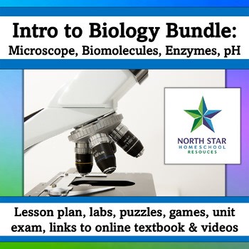 BUNDLE Intro to Biology Microscope Biomolecules Enzymes 8 Labs 4 Games Exam