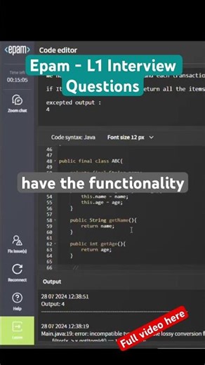 Java Interview Prep:Epam 1st Round Questions Explained! #shorts #javainterviewquestions #epam #java