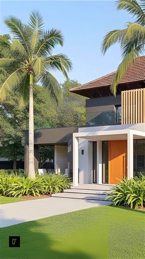 Ultra-Stylish Modern House Design 🖤🌲 Dark & Wooden Mix. #trending #architecture #shorts