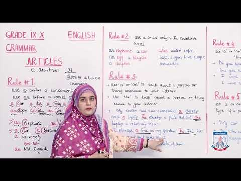 Class 9 & 10 - English Grammar - Lecture 14 - ARTICLES - Allied School