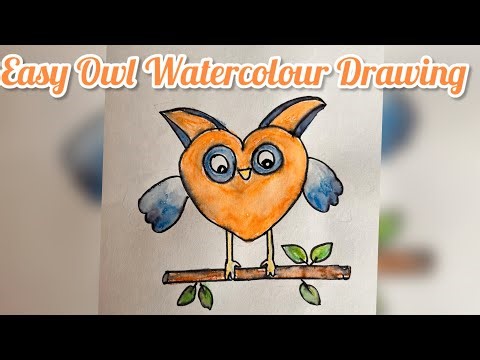 Easy Owl Watercolor Drawing🦉🎨 Step by Step Cute Owl Painting for Kids✨