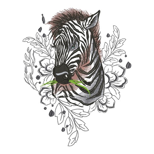 Zebra Embroidery Design | Artistic Zebra Head With Floral Line Art Machine Embroidery File | Wildlife Animal Embroidery Pattern for Jackets - Etsy