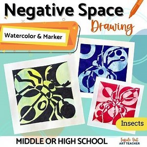 Negative Space Art Project: Watercolor Painting Middle & High School Art Lesson