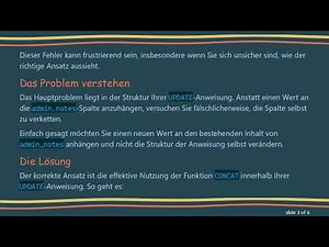 Wie man eine MySQL-Textspalte mit Concat über ein Prepared Statement aktualisiert