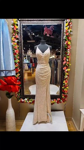 Stunning Paris Theme Prom Dress with Sequins and Open Back