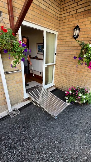 Lloyd testing out a new custom made removable alloy tread plate access ramp, along with some extra grab rails and a house number, loving the feeling of keeping our long standing customers safe!! 👌🏼 www.100percentstainless.co.uk | 100% Stainless Ltd