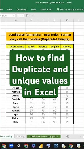 How to find Duplicate and unique values in Excel