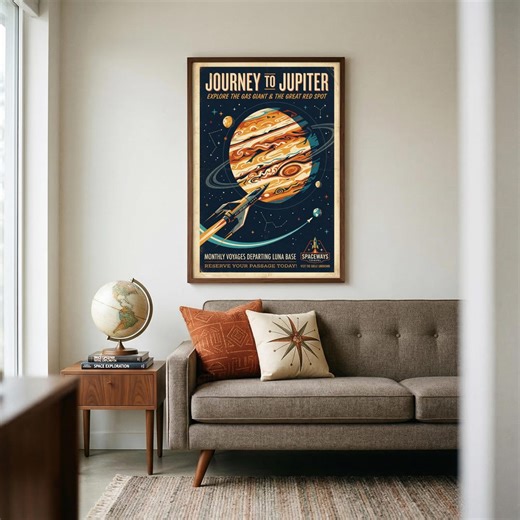 Jupiter Travel Poster | Vintage Space Art, Retro NASA Style (digital Download) - Etsy