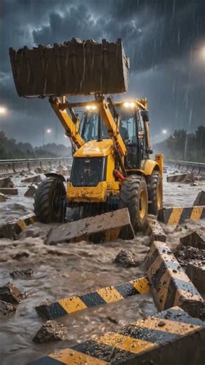 Storm vs Machine 💥🚜 | JCB Takes on the Flooded Highway!