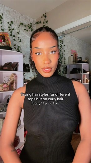 Hairstyles for different type of tops #curlyhair #hairstyles#shorts#hairinspo