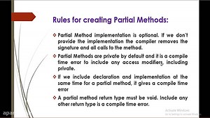 C# Beginner to advanced - Lesson 42 - Rules for creating and using partial methods