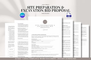 Site Preparation & Excavation Bid Proposal Agreement Contract Template for Contractors, Builders, and Developers | Word Canva - Etsy
