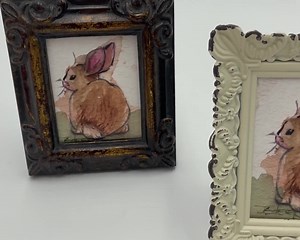 Bunny Rabbit Framed Miniature Watercolor-style Art Print by James Steeno Mini Art, Small Art, Tiny Art, Animal Art, Micro Art - Etsy