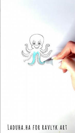 🐙🌊 Create Octopus Art ▶️ Sea Creature Drawing Guide 🔴 #shorts #drawing #RavlykArt