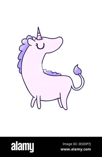 vibrating motion animation of freehand drawn gradient cartoon of cute kawaii unicorn Stock Video Footage - Alamy
