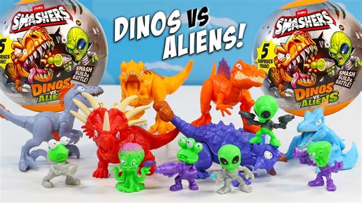 Smashers Dino vs Alien 5 Surprise Dinosaur ET Spheres full mini collection review