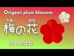 【折り紙 】梅の花の折り方（基本・簡単・おりがみ・作り方・origami peach blossom ・spring flower・papercraft・うめ・春の花）