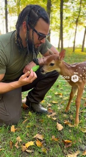 Bottle feeding baby deer 🦌