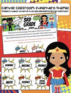 EDITABLE Canvas/Schoology/Online Course Template- SuperheroTheme
