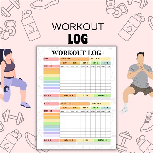 Workout Log Printable, Daily Fitness Planner, Gym Workout Planner, Exercise Tracker, Gym & Home Workout Planner, Fitness Tracker Sheet - Etsy