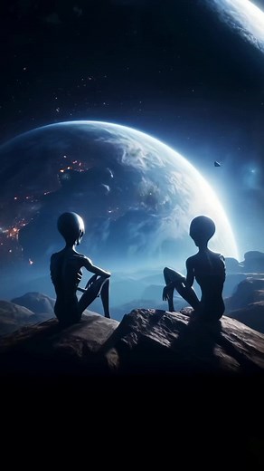 Aliens Chilling on the Moon & Watching the Earth Getting Destroyed #alienlife #alienart #aliensighting #aliens