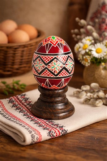 Handmade Red Pysanky Chicken Egg – Ukrainian Style Batik Easter Egg – Traditional Geometric Design – 2.5” Decorative Art Egg - Etsy