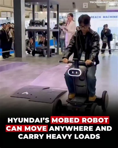 TechsInLast24hrs on Instagram: "Hyundai has introduced MobED, a smart self-driving robot designed to move smoothly across different terrains. With its advanced balance control and adaptive movement, MobED can carry goods, equipment, and even people safely. This futuristic robot highlights how mobility and robotics are evolving to support everyday tasks in smarter, more flexible ways. #news #tech #technews #techinlast24hr #explorepage✨"