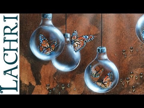 Time lapse surreal Butterfly and lightbulb acrylic & Airbrush speed painting by Lachri