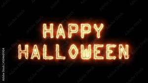 Happy Halloween sign text on purple background. 2d Animation