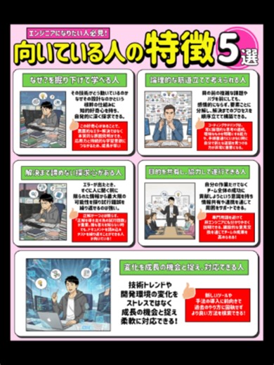 ITエンジニアになりたい人必見👀 向いている人の特徴５選‼️ #プログラマー #エンジニア #SES #エンジニア転職 #おすすめ
