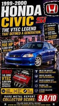 🔥 1999–2000 HONDA CIVIC Si — THE 8,000 RPM VTEC LEGEND THAT DEFINED A GENERATION! 🇯🇵🏁