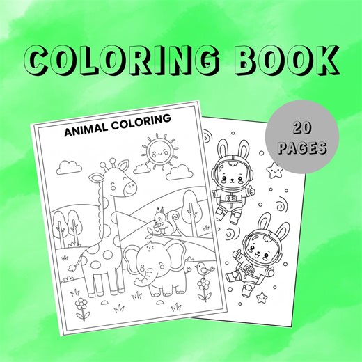 Cute Animal Coloring Pages: 20 Animal Coloring Pages for Kids (digital Download) - Etsy