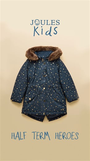 Our kids’ coats and fleeces are made to last, easy to wear and great value, so you can focus on the fun, not the forecast. AN2-914 - Girls' Alix Navy Blue Waterproof Parka Coat AP7-220 - Kids' Padwell Navy Waterproof Padded Coat H27-202 - Kids' Cairn Green Showerproof Padded Coat H27-261 - Kids' Cairn Blue Showerproof Padded Coat H27-190 - Girls' Summit Pink & Cream Zip Up Polar Fleece W37-958 - Boys' Summit Blue & Cream Zip Up Polar Fleece | Joules