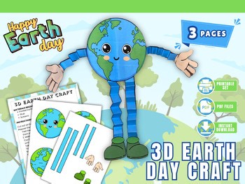 3D Earth Day Puppet Cut & Build Craft for Kids To Make