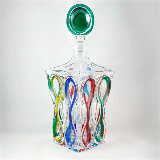 Venetian Glass Ocean Whiskey Decanter - Handmade in Italy, Colorful Murano Glass - Etsy