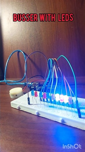 Playing Star Wars Imperial March on Arduino Buzzer with 10 LED Sync! 🌌⚡