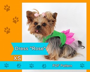 Pattern of the Dress "rose" for a Dog. File PDF. Size XS - Etsy