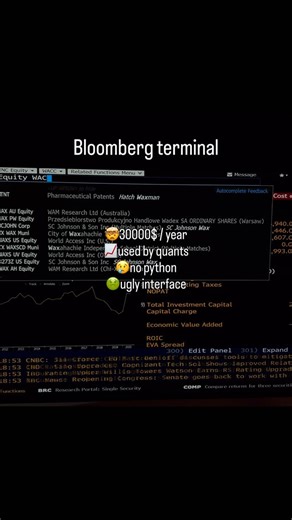 Antonije Mirkovic on Instagram: "Everyone dreams of using the Bloomberg Terminal, until they see the price. 💸 $30,000 a year for data access and a UI that hasn’t changed in decades. Most beginners think they need these “professional” tools to start learning quant, but they don’t. There’s now a free, open-source alternative that gives you real market data, macro indicators, and full Python integration. It’s called OpenBB, and it’s built for quants, analysts and developers. Use it to analyze stoc