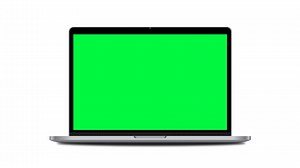 Download Laptop mockup with green screen, front view, isolated on white background. 4K animation