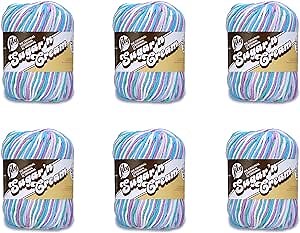 Lily Sugar'N Cream Super Size Beach Ball Blue Yarn - 6 Pack of 85g/3oz - Cotton - 4 Medium (Worsted) - 150 Yards - Knitting/Crochet