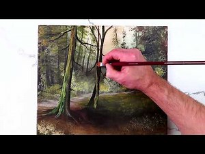 Pine Hollow Path in Sunlight | Step by Step Acrylic Painting Technique | Oval Brush Art