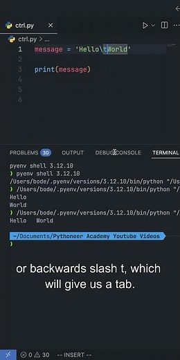 Python Tip: Special Chars In STRINGS