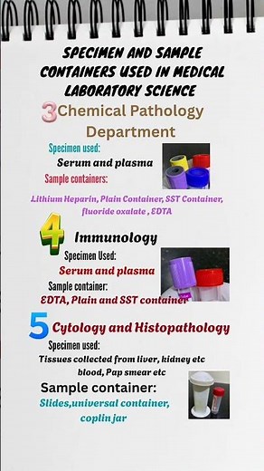 Sample Containers and Specimens Used in The Lab #hematology