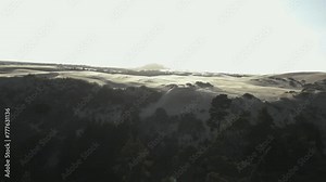 Flying Towards Oregon Dunes National Recreation Area Near Lakeside In Oregon, USA. drone shot