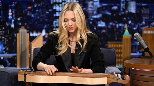 Amanda Seyfried shows off her dulcimer chops as she covers a Joni Mitchell classic on Jimmy Fallon